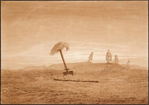 Paisaje con tumbas. Dibujo de Caspar David Friedrich