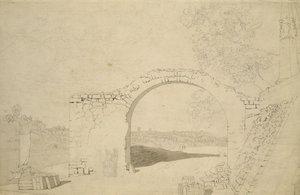 Paisaje Fluvial con un Arco (inacabado) de Caspar David Friedrich
