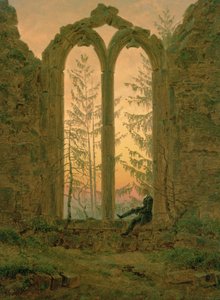 Ruinas del Monasterio de Oybin (El soñador) 1835-40 de Caspar David Friedrich
