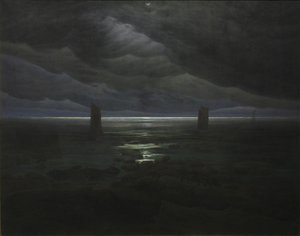 Orilla del mar a la luz de la luna de Caspar David Friedrich