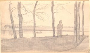 Vista sobre el Elba. A la izquierda, una casa de campo de Caspar David Friedrich