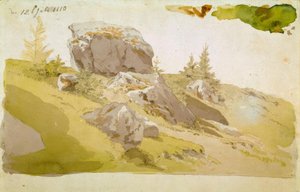 Pradera con rocas en los Montes Gigantes de Caspar David Friedrich