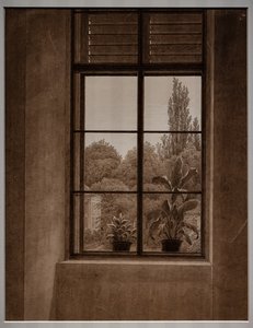 Ventana con vistas a un parque de Caspar David Friedrich