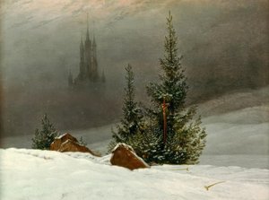Paisaje de invierno con iglesia de Caspar David Friedrich