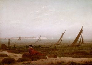 Mujer en la playa de Rügen de Caspar David Friedrich