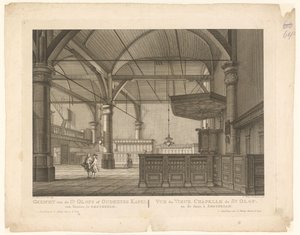 Interior de la capilla de San Olof, Ámsterdam
Olofs o Oudezyds Kapel desde el interior, en Amsterdam / Vue du Vieux Chapelle de St. Olof en de dans, à Amsterdam (título en el objeto) de Caspar Jacobsz. Philips