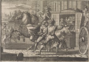 Ataque a Nicolau Monteiro, Prior de Cedofeita, en las calles de Roma de Caspar Luyken (attributed to)