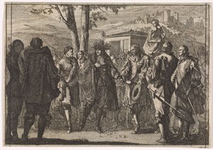 El rey Carlos I de Inglaterra es capturado por los soldados ingleses, 1647 de Caspar Luyken (attributed to)