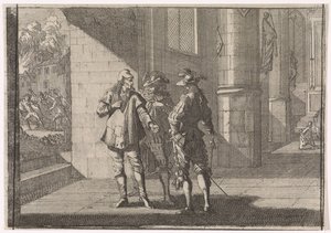 Masaniello habla con dos nobles en una iglesia, 1647 de Caspar Luyken (attributed to)
