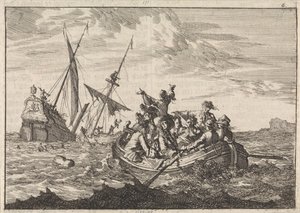 Naufragio del duque de York en ruta a Edimburgo, 1683 de Caspar Luyken