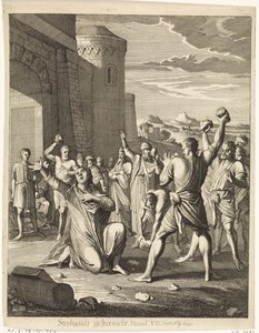 Lapidación de Esteban fuera de las puertas de Jerusalén de Caspar Luyken