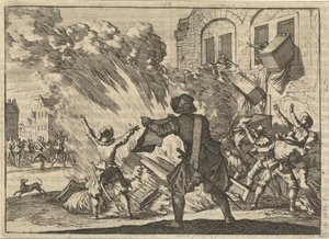 El peaje de Lyon es saqueado como resultado del aumento de los impuestos especiales, 1625 de Caspar Luyken