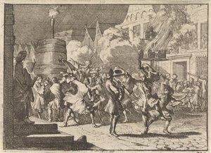 Alegría en París ante el falso informe de la muerte de Guillermo III en la batalla del Boyne, 1690 de Caspar Luyken