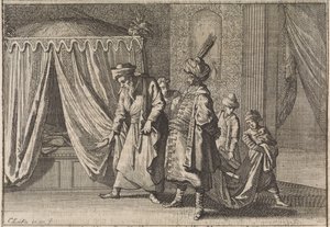 Lecho de enfermo de la esposa de Pasha, 1639 de Caspar Luyken
