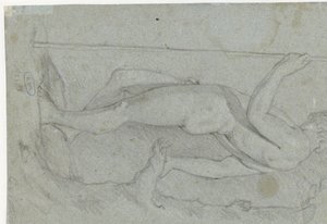 Estudio de un joven desnudo de pie con personal de Caspar Netscher