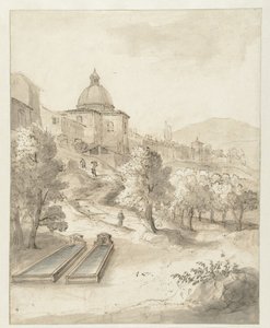 Paisaje italiano con una ciudad sobre una colina de Caspar van Wittel