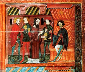 Reyes Magos ante el rey Herodes, retablo de Bellver de Cerdanya