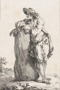 Campesino apoyado en un saco de grano, 1758 de Catherine Francoise Beauvarlet