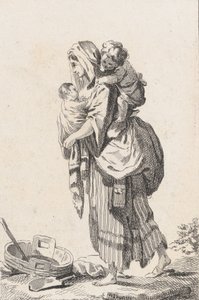 Campesina con Dos Niños, ca. 1758 de Catherine Francoise Beauvarlet