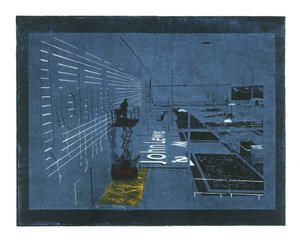 Settled Cultivation, 2015 (linóleo cortado con láser, linograbado y grabado tradicional) de Catherine Sutcliffe Fuller