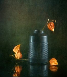 Faroles y jarrón de otoño
