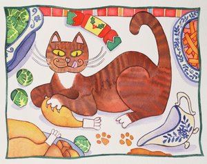 Gato de Navidad y el pavo de Cathy Baxter