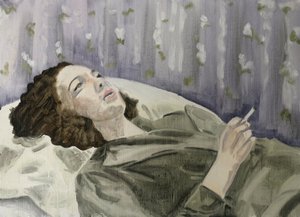23.03.20 She was conflicted, 2020 (óleo sobre papel) de Cathy Lomax