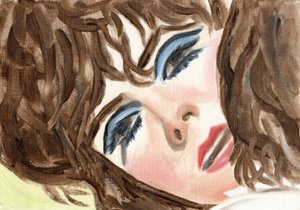 Mirto (sombra de ojos azul), 2024 (óleo sobre papel)