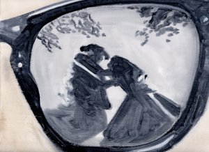 Reflejo de un asesinato, 2017 (óleo sobre papel) de Cathy Lomax