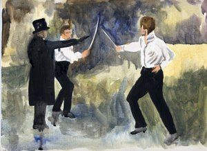 La trama (París 1961), 2011 (óleo sobre papel) de Cathy Lomax