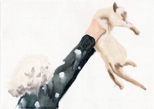Se llevaron al gatito de vuelta..., 2016 (óleo sobre papel) de Cathy Lomax