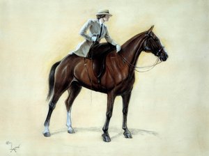 Un elegante caballero subiendo a una amazona de Cecil Charles Windsor Aldin