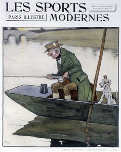 Pesca con caña - dibujo por C. Aldin en “Deportes Modernos” de Cecil Charles Windsor Aldin