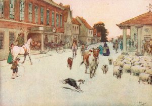 Cuando el sol se estaba poniendo... Nos detuvimos en el Hotel Principal en la Plaza del Mercado de Cecil Charles Windsor Aldin
