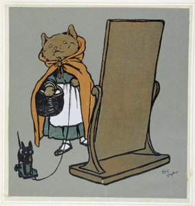 Gato frente a su espejo - dibujo de Cecil Aldin de Cecil Charles Windsor Aldin
