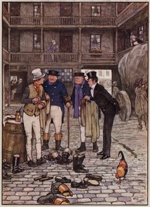 Ilustración para Los papeles póstumos del Club Pickwick por Cecil Aldin (litografía en color) de Cecil Charles Windsor Aldin