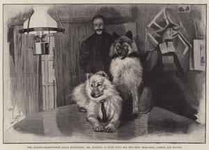La Expedición Polar Jackson-Harmsworth, el Sr. Jackson en casa con sus dos mejores perros osos, Nimrod y Raving de Cecil Charles Windsor Aldin