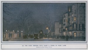 A medida que el crepúsculo se convierte en oscuridad - una escena en Park Lane
