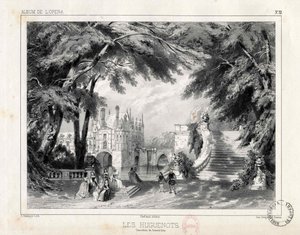 El castillo y los jardines en el Château de Chenonceaux de Celestin Deshayes