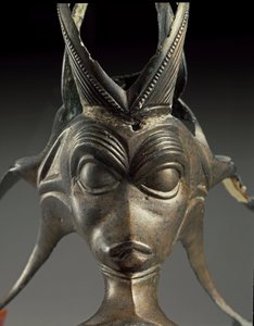 Arte celta: elemento decorativo de una jarra de bronce en forma de cabeza de criatura fantástica. Siglo III a.C. De Brno Malomerice (Moravia). Brno, Museo de Moravia de Celtic
