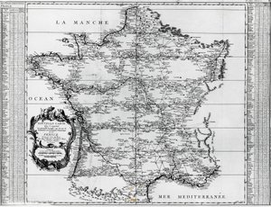 Mapa de Francia, por Giovanni Domenico Maraldi (1709-1788) y Cesar-Francois Cassini de Thury o Cassini III (1714-1784), Francia