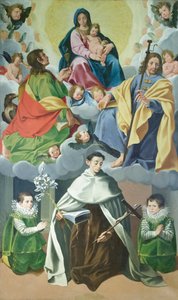 Virgen con el Niño y Santiago, Juan el Mayor, Alberto degli Abati y dos niños de la casa Panici, c.1595-1598 (óleo sobre lienzo)