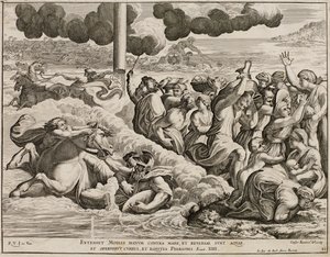 Los israelitas cruzando el Mar Rojo después del fresco de Rafael de Cesare Fantetti