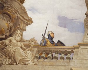 Detalle de Alegoría de Italia, fresco en el techo, Sala de la Mayoría, Palacio de Finanzas, Roma de Cesare Mariani