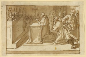 San Carlos Borromeo venerando las reliquias