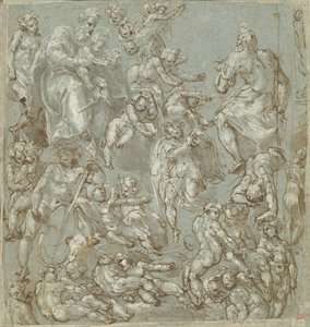 San José y el Niño Jesús con ángeles y putti de Cesare Pollini