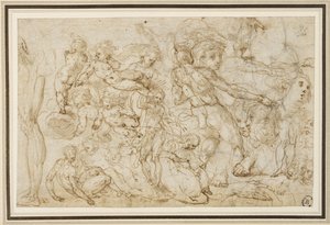 Hoja de estudios de figuras, c. 1600 de Cesare Pollini