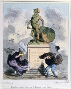 Proyecto para erigir una estatua en honor a Macadam en el Boulevard des Italiens, París de Amédée de Noé