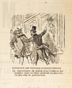 El comisario de policía exige la dirección de los modelos para enterrarlos..., 1877