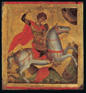 Icono de San Jorge a Caballo, Matando al Dragón de Chanter Angelos Akotandos